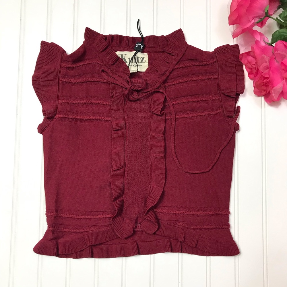 For Love and Lemons Knitz Rivington Crop Ruffle Top - Picture 2 of 7